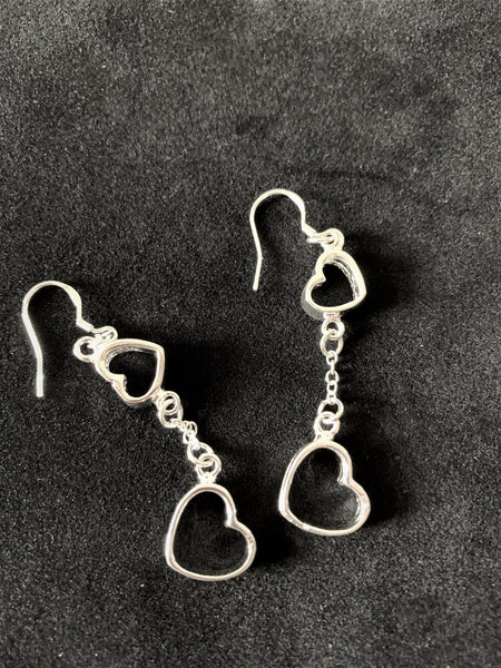 Linked Hearts Sterling Silver Earrings. - Lunar Dragonfly
