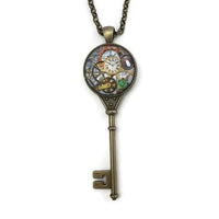 Steampunk Key Necklace - Lunar Dragonfly