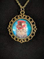 Steampunk Tabby Cat Necklace - Lunar Dragonfly